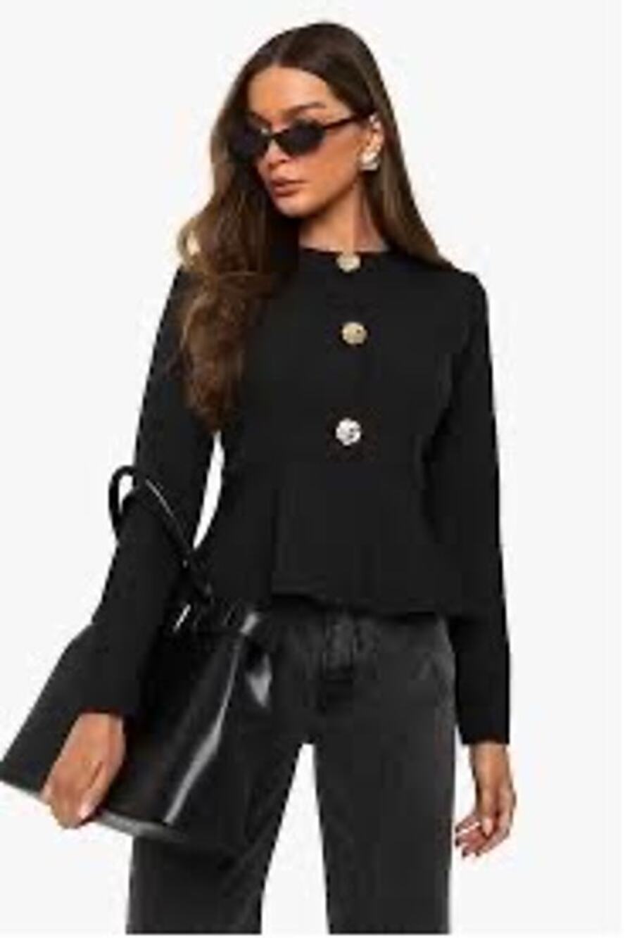 Anne Klein Gold Button Peplum Tailored Top Sizw XS (B160290)